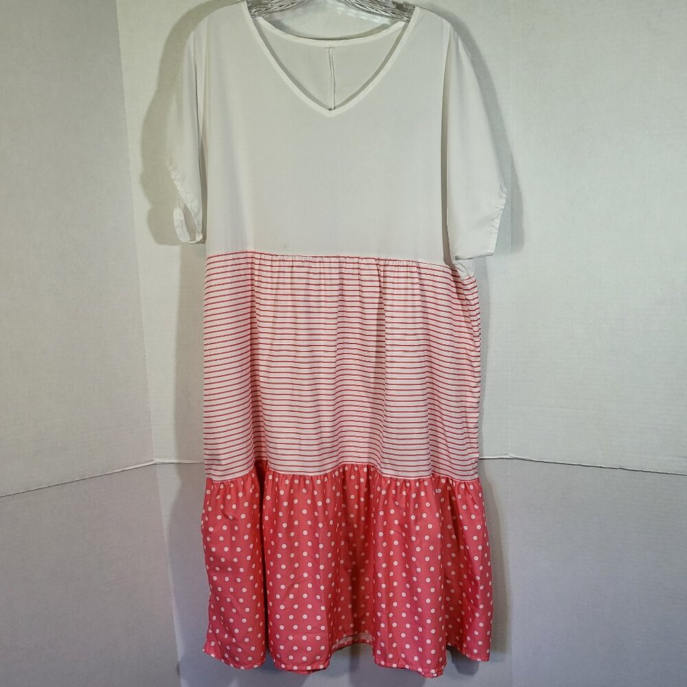 Gulang Women's Multi Pattern Sundress Size ? Coral Pink
